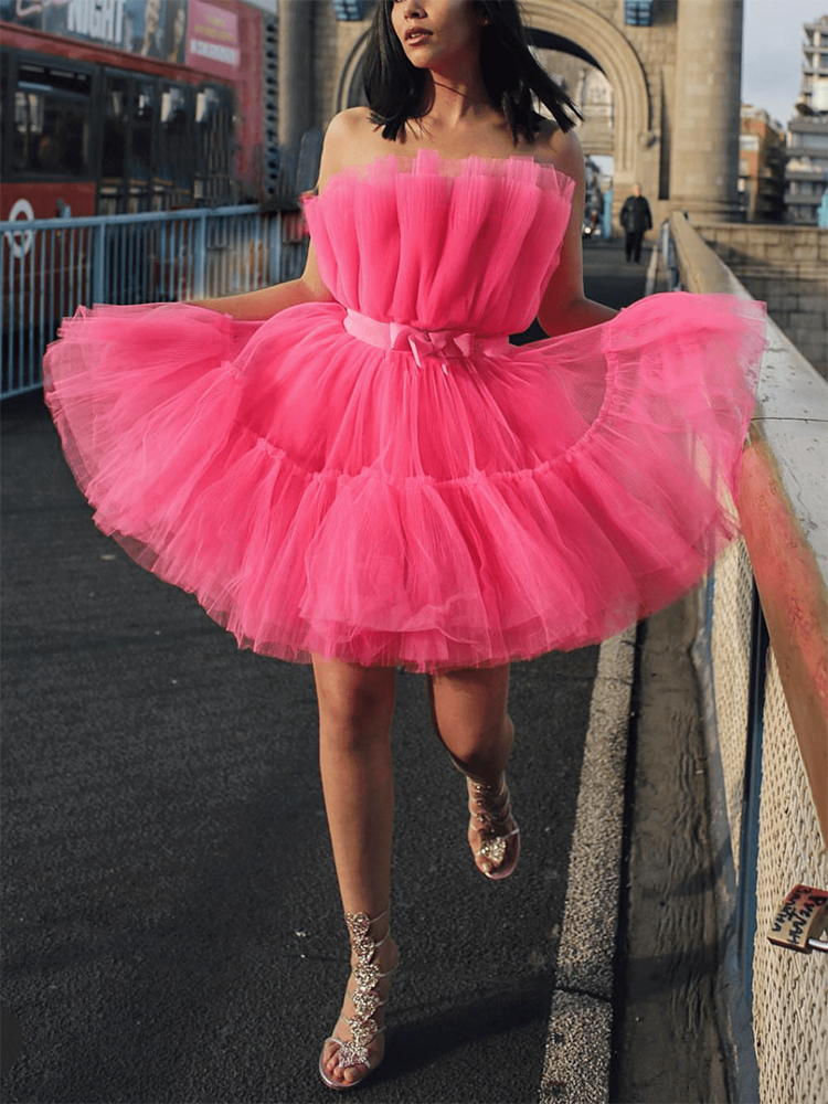 Tulle Bow Cocktail Dress - View 8 | Lwiis