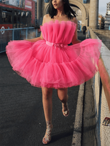 Tulle Bow Cocktail Dress - View 8 | Lwiis