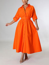 Solid button-down shirt dress - View 7 | Lwiis
