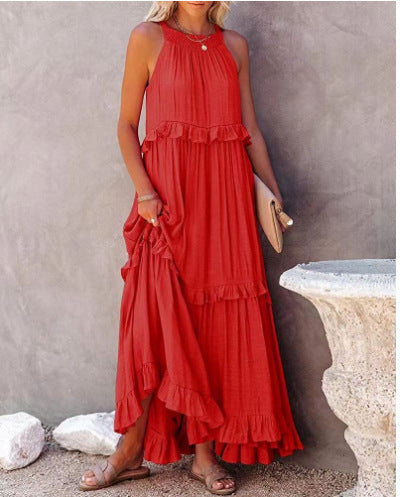 Tiered Ruffle Maxi Dress with Pockets - View 28 | Lwiis