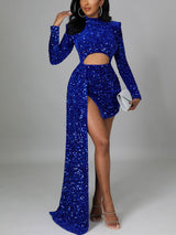 Sequin Cut Out Mini Dress - View 9 | Lwiis