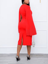 Midi dress with beaded cape sleeves - View 6 | Lwiis
