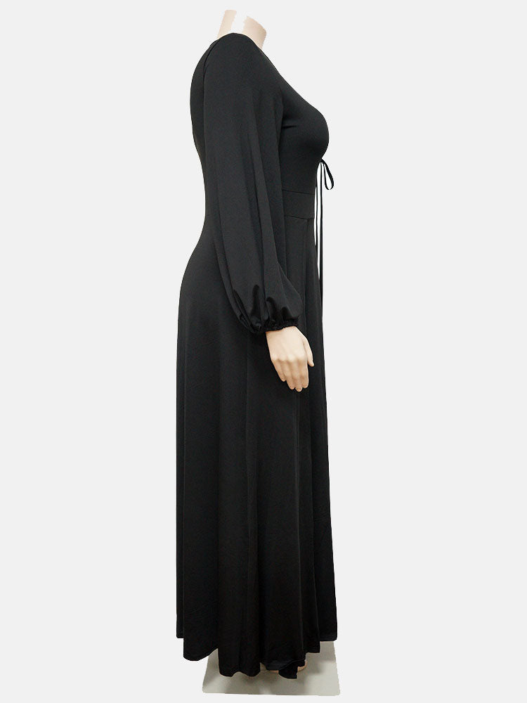 Maxi dress with V-neck and side slit - View 10 | Lwiis