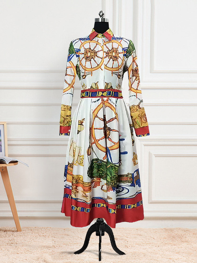 nautical print shirt dress displayed on a mannequin