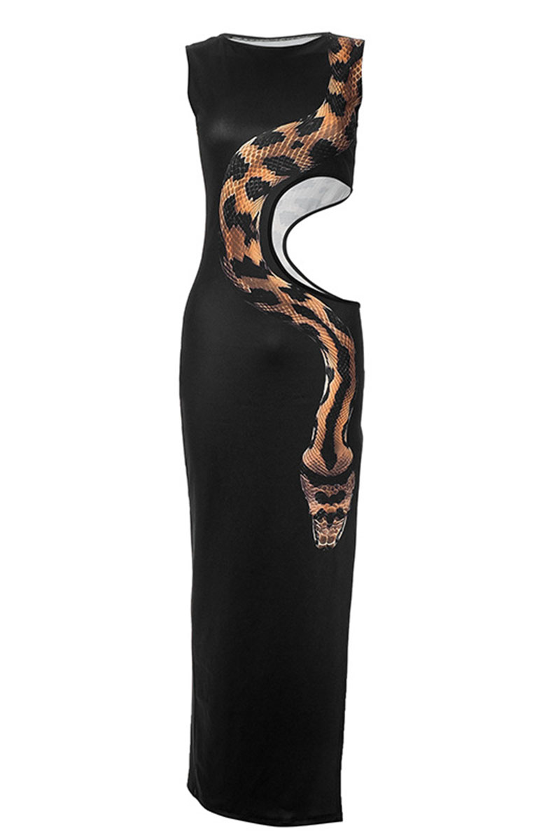 snake print maxi tank dress - View 6 | Lwiis