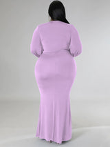 Mermaid maxi dress with V-neck and puff sleeves - View 21 | Lwiis