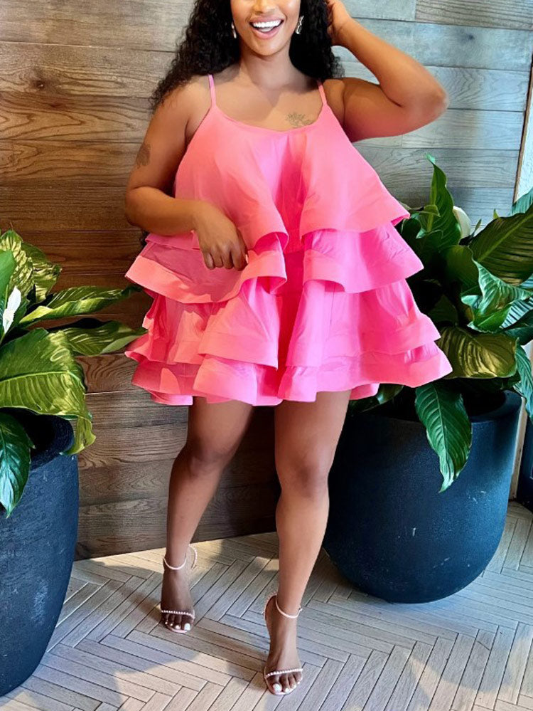 Spaghetti strap ruffle dress - View 17 | Lwiis