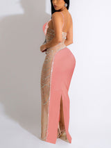 One Shoulder Asymmetrical Mesh Dress with Beaded Embellishments - View 15 | Lwiis