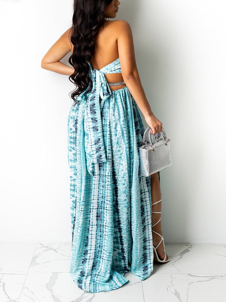 Maxi Halter Dress with Ring Detail - View 19 | Lwiis