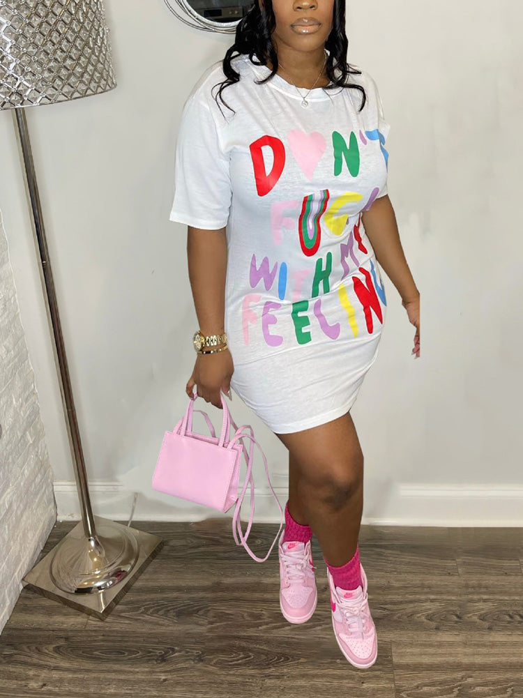 Graphic T-Shirt Dress - View 6 | Lwiis