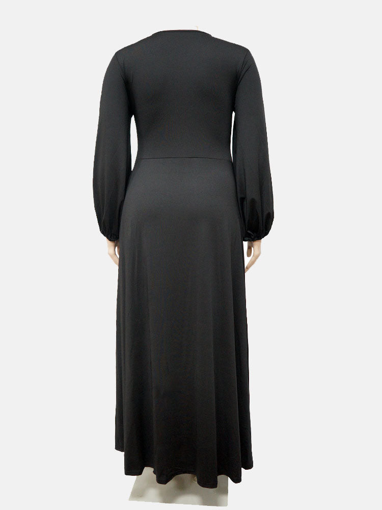 Maxi dress with V-neck and side slit - View 11 | Lwiis