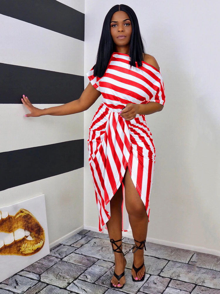 One shoulder ruched midi dress - View 7 | Lwiis