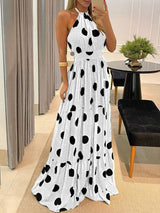 Halter Neck Maxi Dress with Empire Waist - View 8 | Lwiis