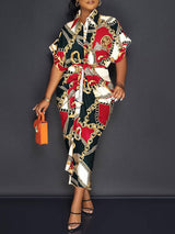 Printed Midi Shirt Dress - View 11 | Lwiis
