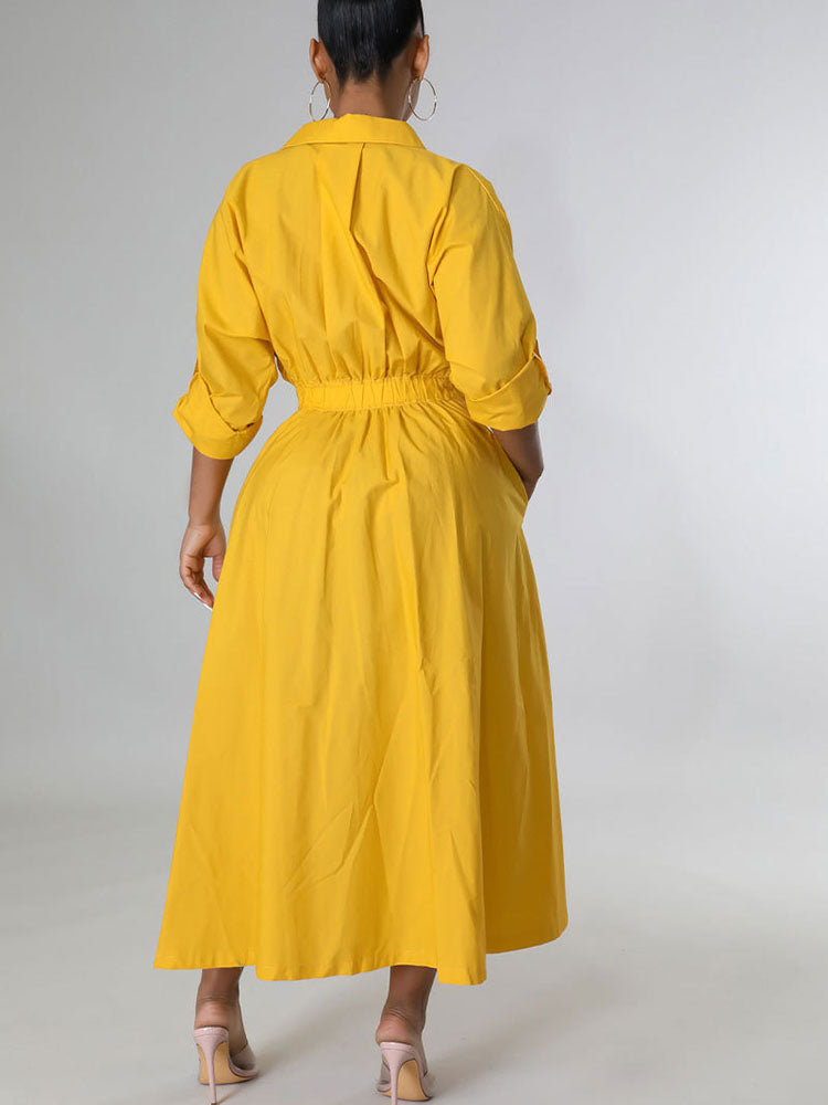 Solid button-down shirt dress - View 6 | Lwiis