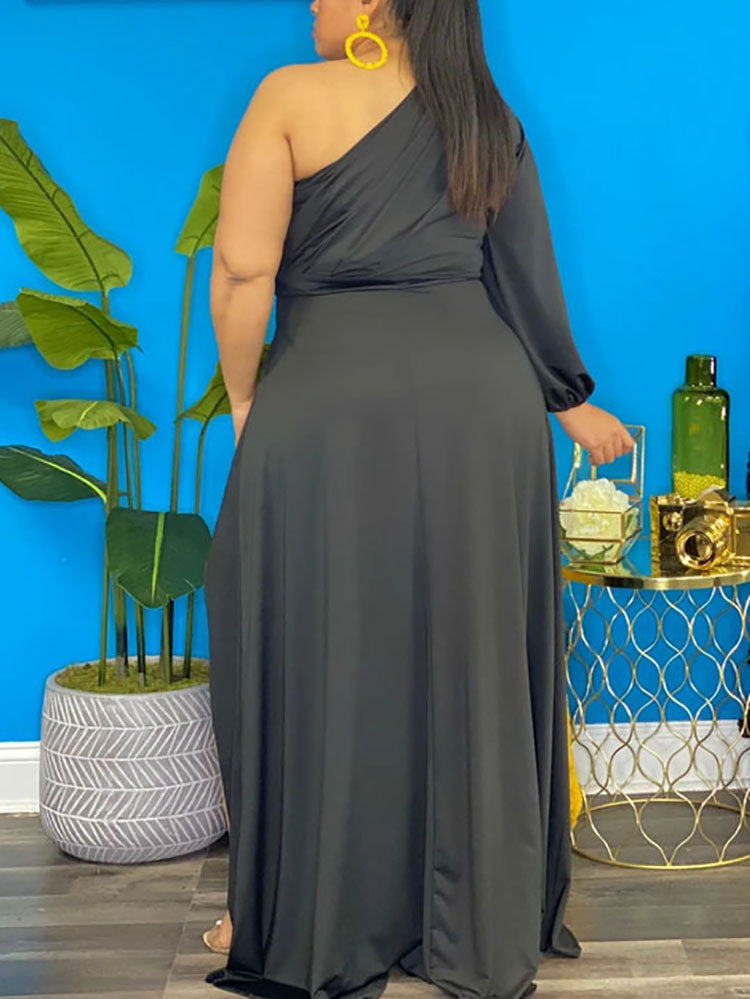 One shoulder asymmetrical hem dress - View 6 | Lwiis