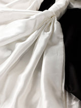 Off Shoulder Satin Mini Dress with Bow - View 7 | Lwiis