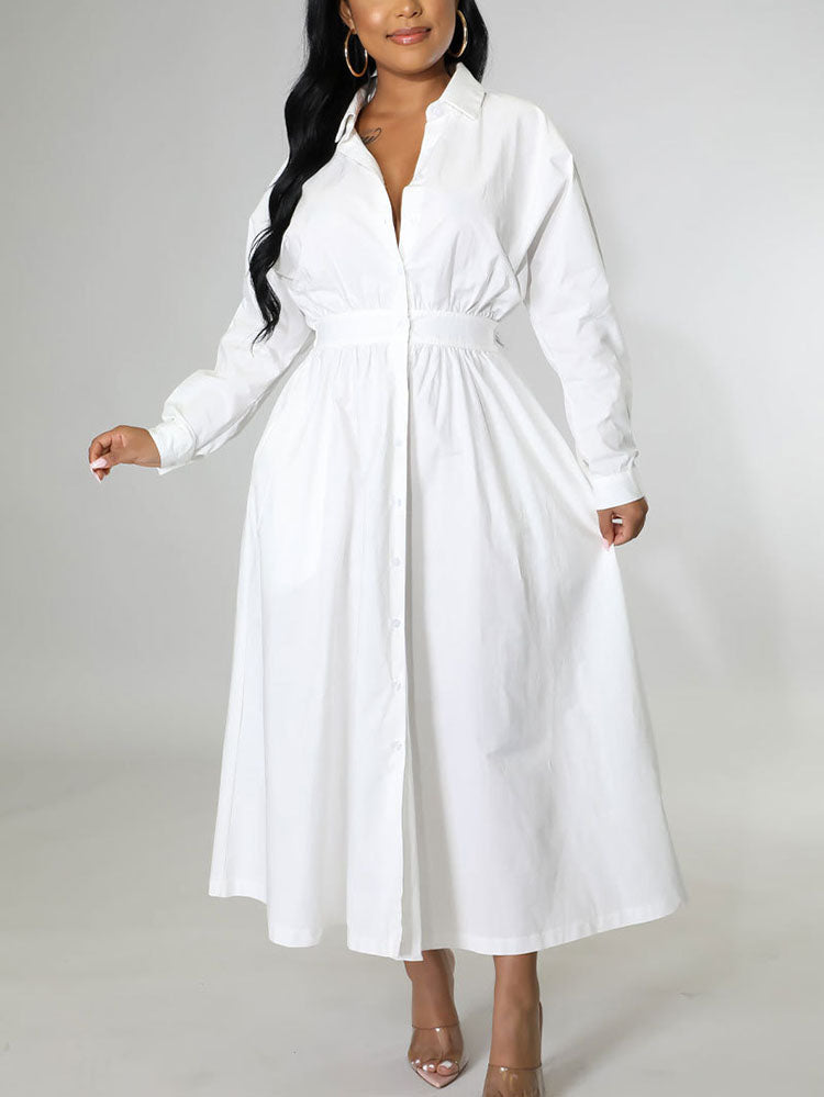 Solid button-down shirt dress - View 10 | Lwiis
