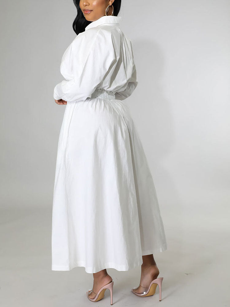 Solid button-down shirt dress - View 11 | Lwiis