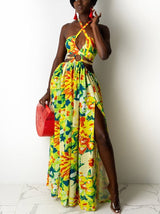 Maxi Halter Dress with Ring Detail - View 27 | Lwiis
