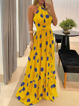 Halter Neck Maxi Dress with Empire Waist - View 7 | Lwiis