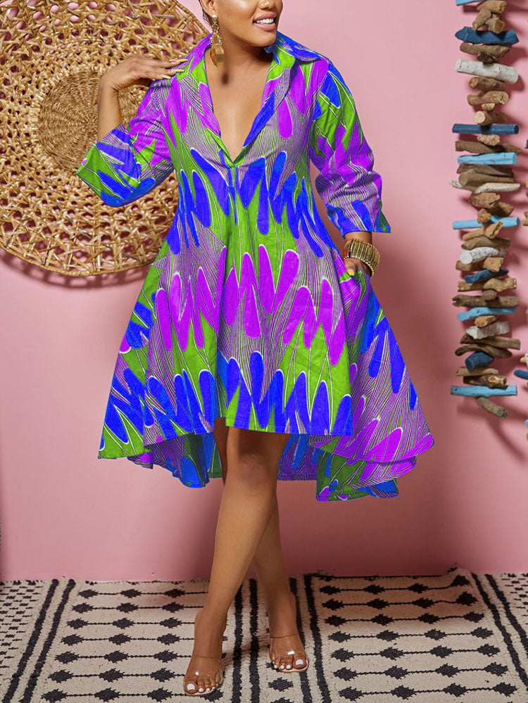 Printed A-Line Midi Dress - View 7 | Lwiis