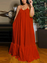 Spaghetti strap maxi dress with ruffled hem - View 24 | Lwiis