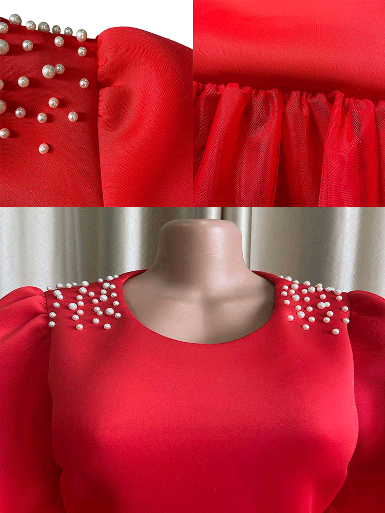Beaded Patchwork Midi Dress - View 8 | Lwiis