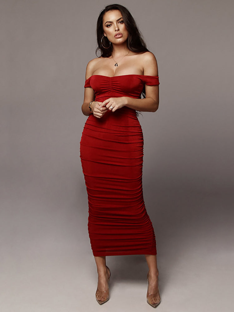 Velvet ruched midi dress - View 9 | Lwiis