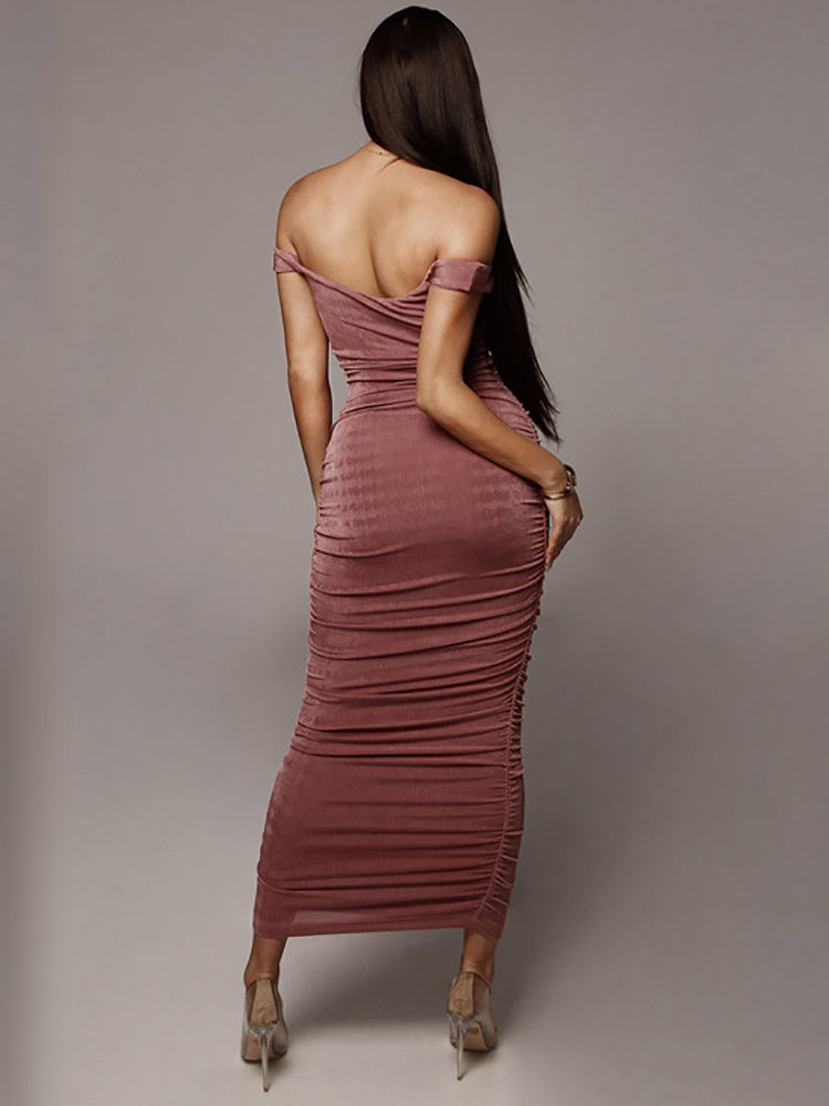 Velvet ruched midi dress - View 7 | Lwiis