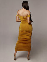 Velvet ruched midi dress - View 14 | Lwiis