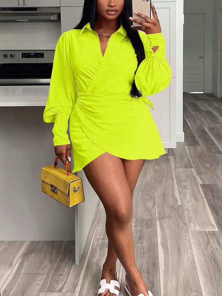 Wrap shirt mini dress - View 9 | Lwiis