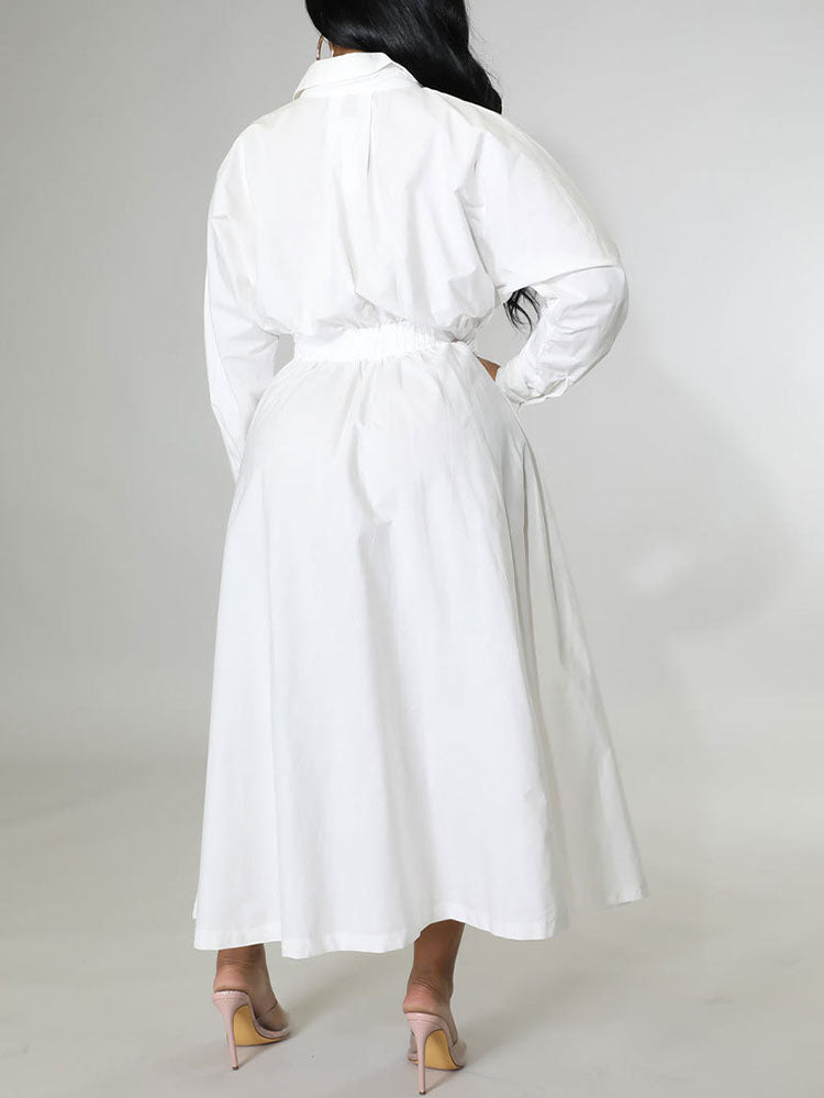 Solid button-down shirt dress - View 12 | Lwiis