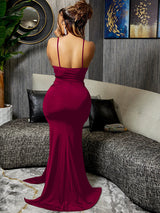 Lace trim maxi dress with sweetheart neckline and high slit - View 8 | Lwiis