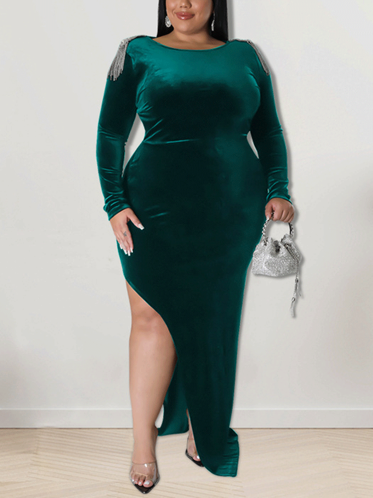 Velvet Mermaid Midi Dress - View 8 | Lwiis