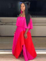 Off Shoulder Pleated Maxi Dress - View 10 | Lwiis