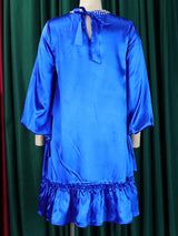 Pearl Embellished Mock Neck Ruffle Dress - View 7 | Lwiis
