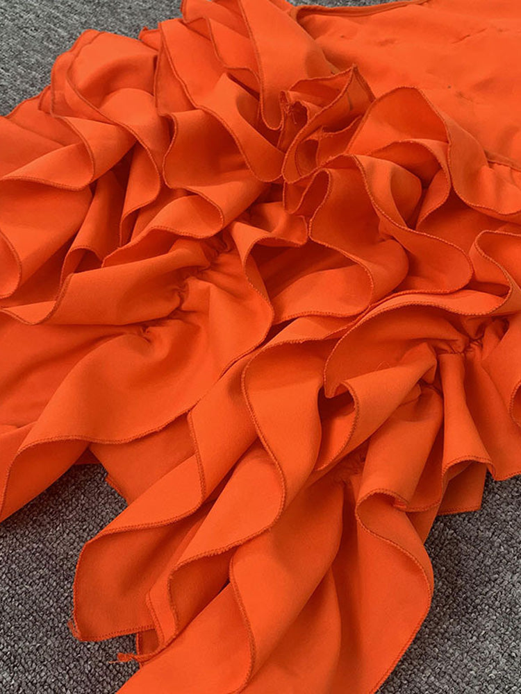 Floral asymmetrical dress with ruffle detailing - View 6 | Lwiis