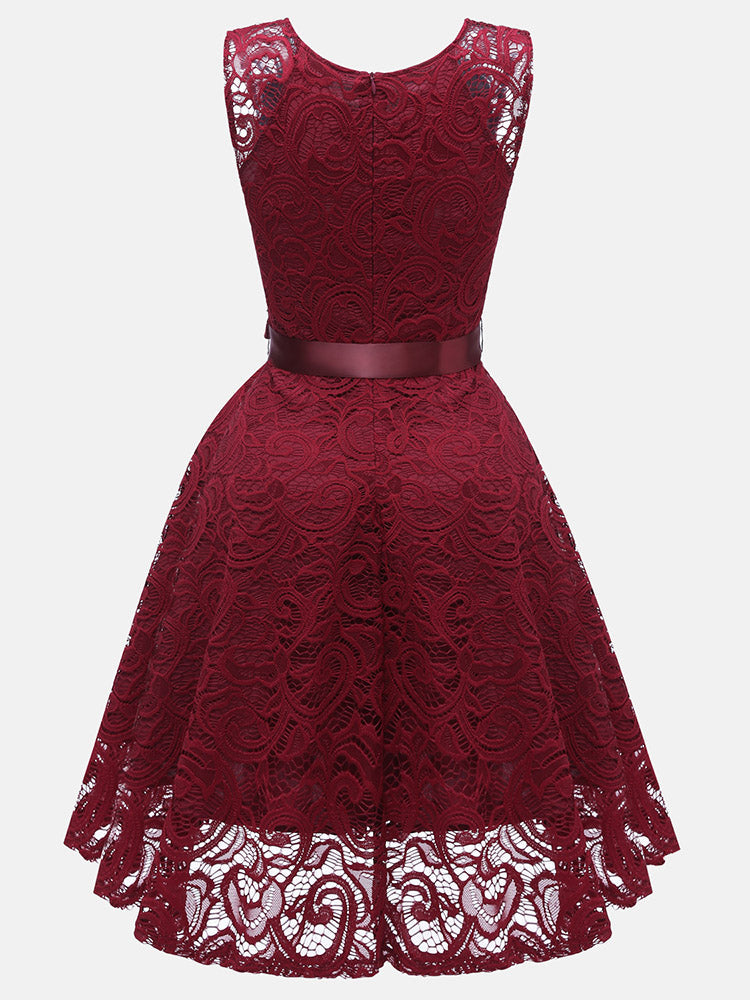Sleeveless lace party dress - View 9 | Lwiis