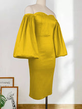 Lantern Sleeve Midi Dress - View 7 | Lwiis
