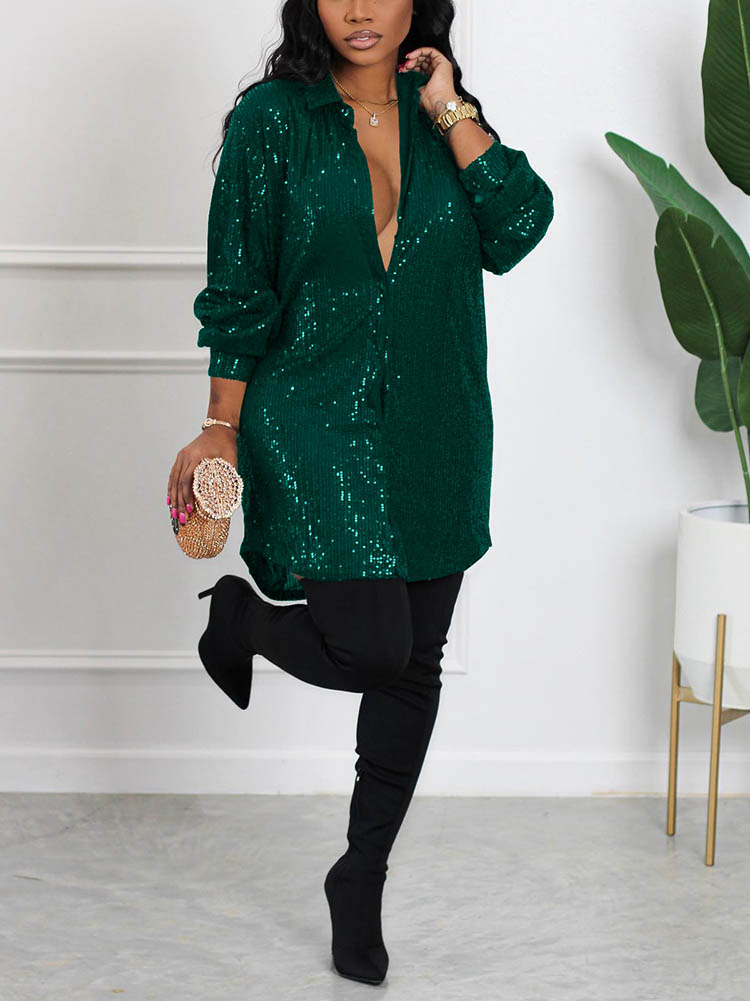 Sequin shirt dress - View 10 | Lwiis