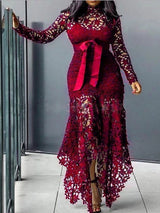 Lace mock neck maxi dress - View 10 | Lwiis