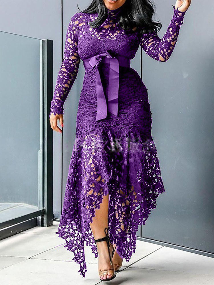 Lace mock neck maxi dress - View 11 | Lwiis