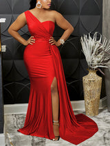 Elegant one-shoulder maxi dress - View 10 | Lwiis