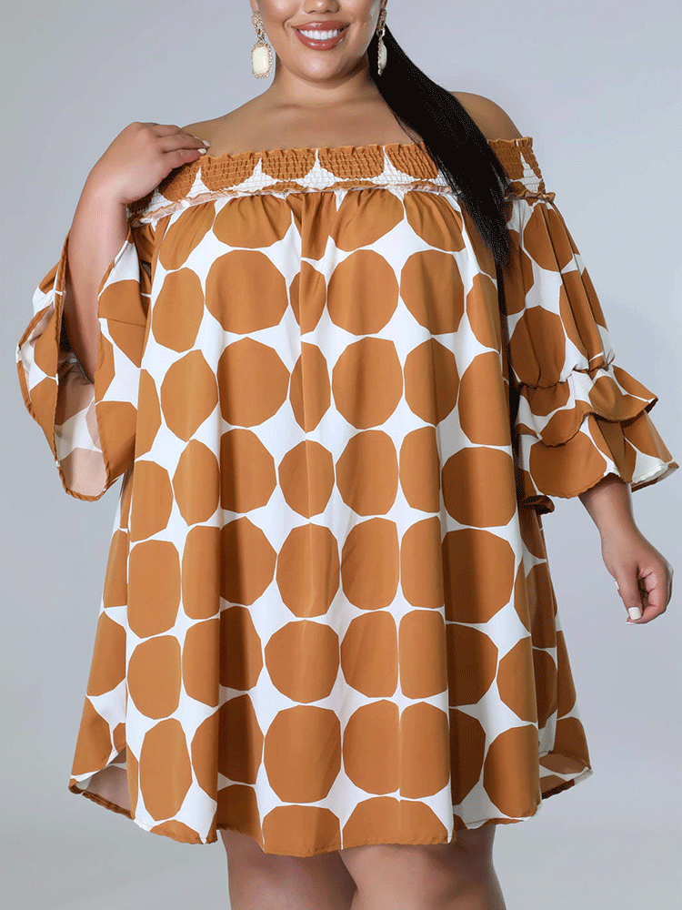 Off Shoulder Polka Dot Midi Dress - View 6 | Lwiis