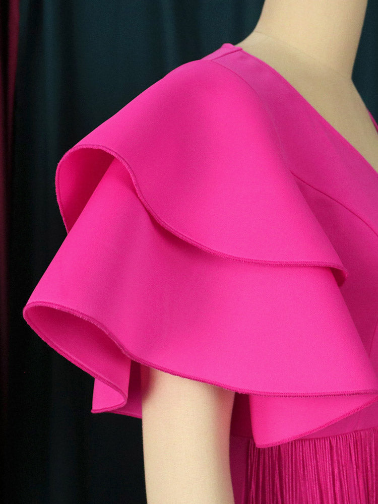 Ruffle Sleeve Midi Dress - View 8 | Lwiis