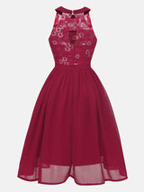 Lace Bodice Chiffon Sleeveless Midi Dress - View 12 | Lwiis