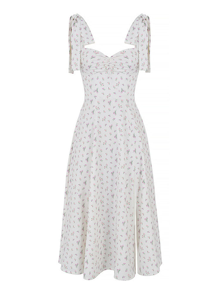 Ruched Midi Dress with High Slit - View 10 | Lwiis