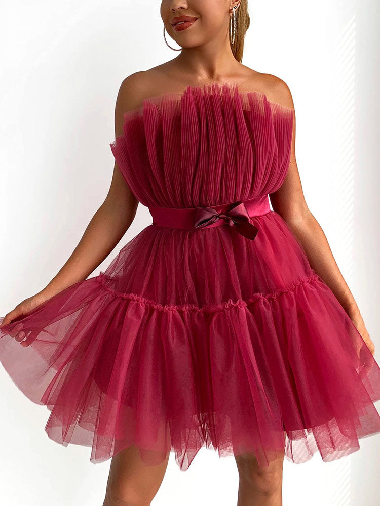 Tulle Bow Cocktail Dress - View 10 | Lwiis