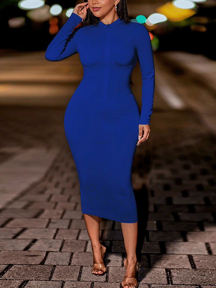 Ribbed knit midi dress - View 9 | Lwiis